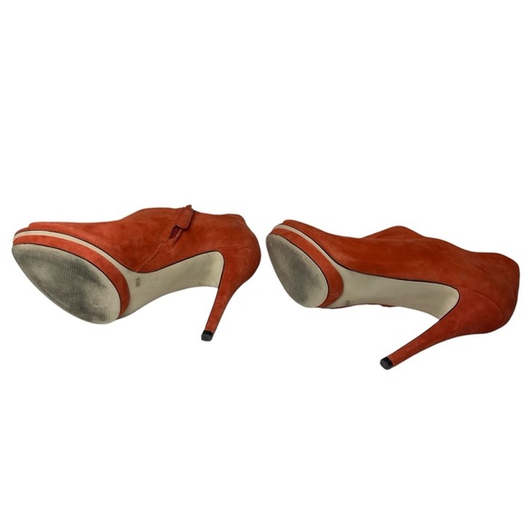 BCBGMaxAzria Red/Orange‎ High-Heeled Peep-Toe Booties - Picture 6 of 10